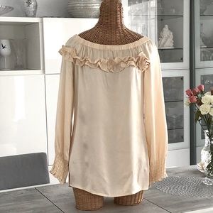 Newport News Jeanology collection, 100% silk, size 10, beige/cream